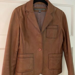 Worn, relaxed leather blazer/jacket